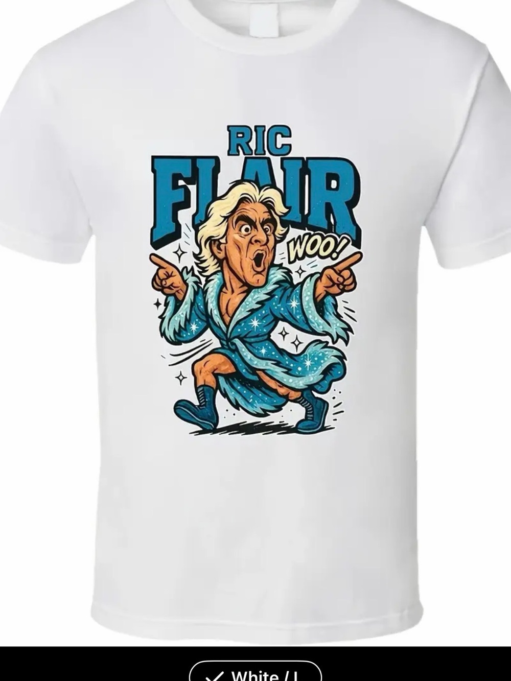 New Flair White Graphic Tee - Men’s Wrestling Tribute Shirt